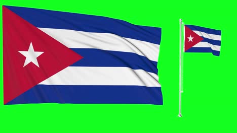 Green-Screen-Waving-Cuba-Flag-or-flagpole